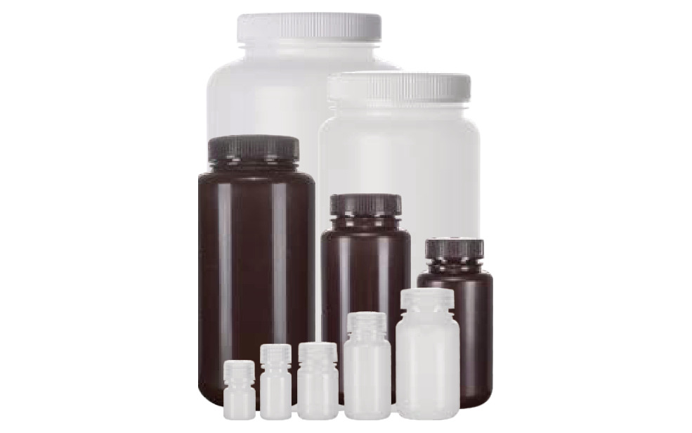 Wide-mouth reagent bottles (photo)